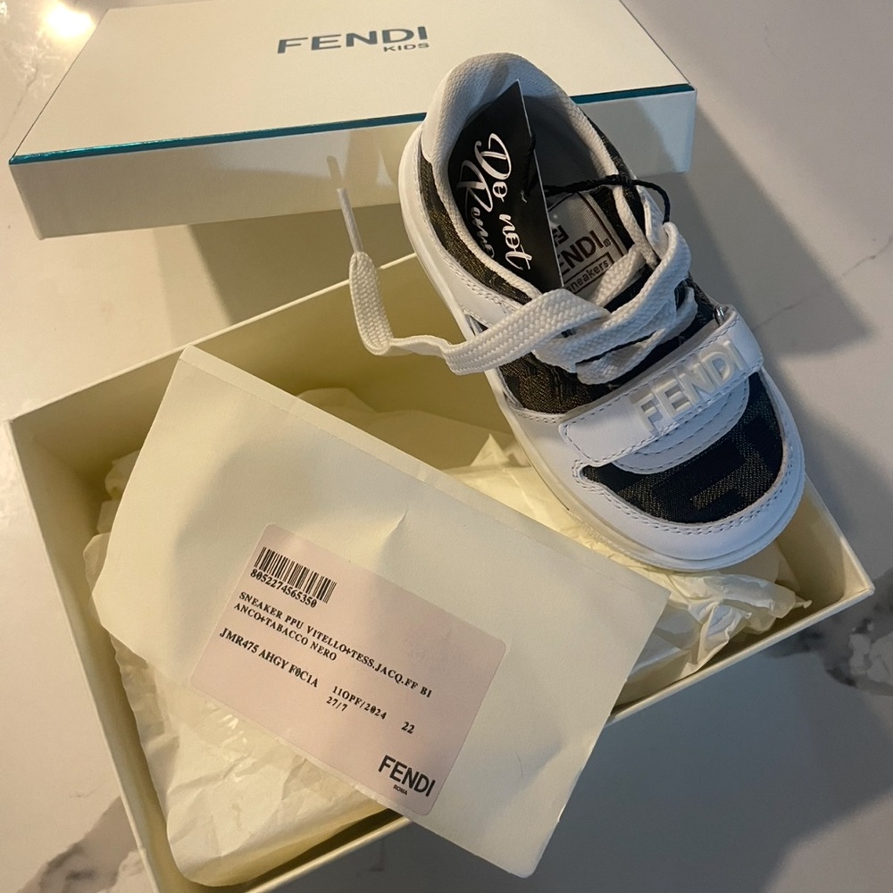 Fendi Kids Black and White Sneakers